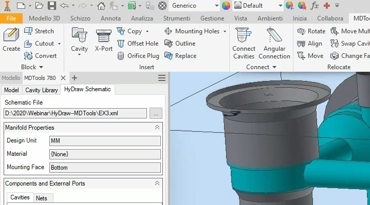 Moving from HyDraw CAD circuit to MDTools manifold block and assembly HyDraw CAD & MDTools Workflow Integration Overview