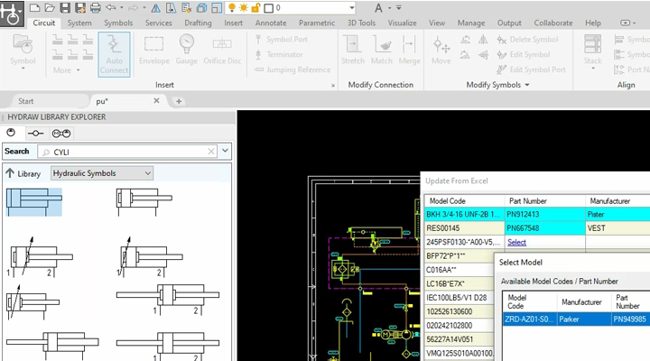 A classic HyDraw CAD demo showing most of the features Hydraulic Circuit Design with HyDraw CAD - 3