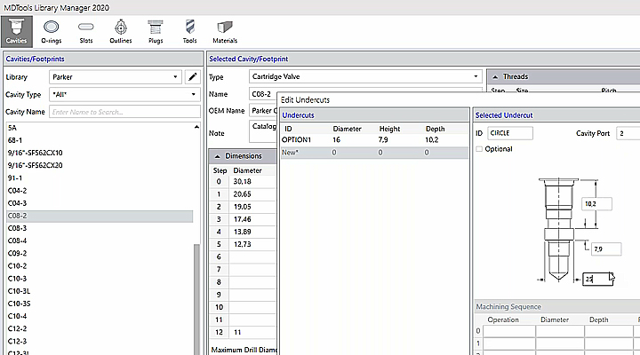 Creating and managing cavities, O-rings, slots, etc. that can be referenced by MDTools MDTools Library Manager - Part 2