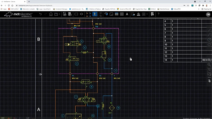 Create hydraulic circuits within a browser choosing from over 18K online symbols (and much more). Hydraulic Schematics Design with NetSkeme Hydraulic - 4
