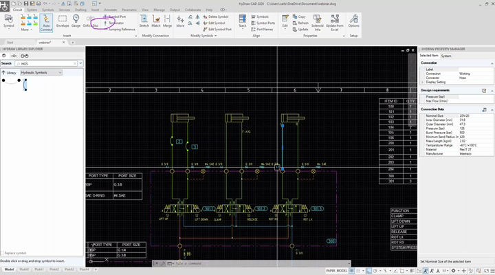 Hydraulic Circuit Design with HyDraw CAD