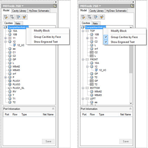 Group Cavities by Face and Show Engraved Text in browse