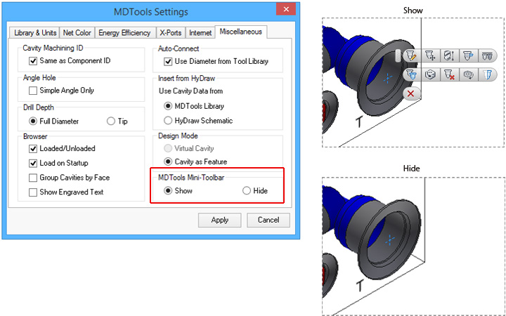 Show/Hide MDTools Mini-Toolbars