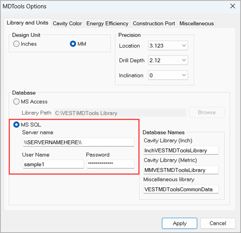 SQL Library Accessible from MDTools